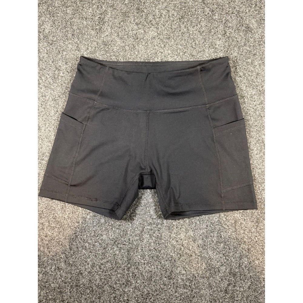 Baleaf Womens Black High Waisted Biker Shorts with Pockets Size L